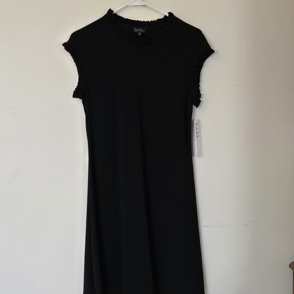 Nicole Miller Black Mini Dress with Ruffled Sleeves
